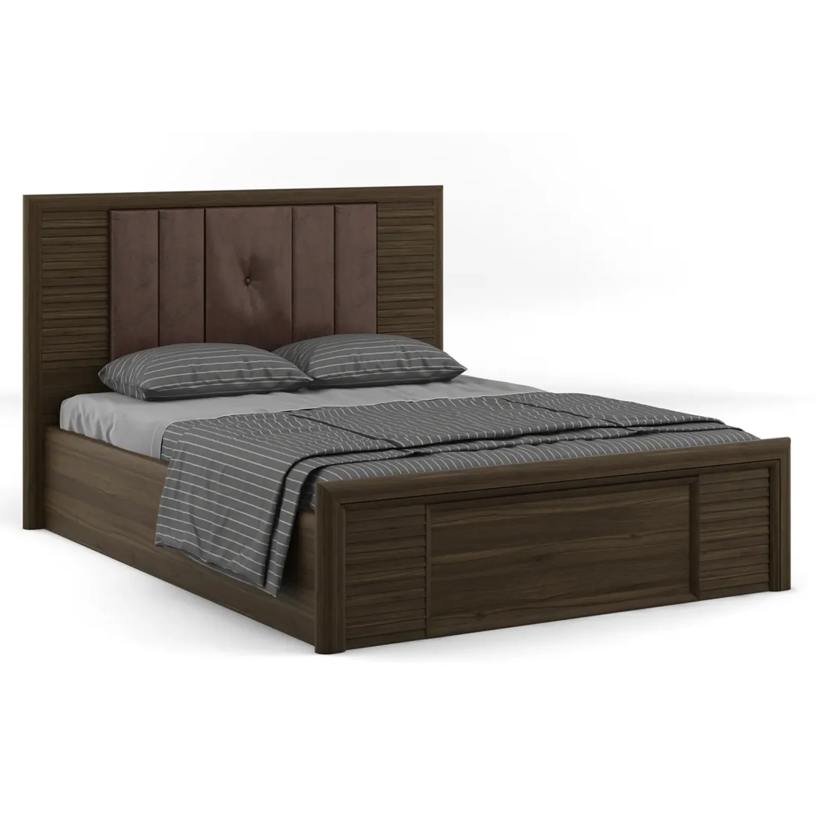 Emperor King Bed V2 Full Lifton With Top Panel - Lyon Walnut